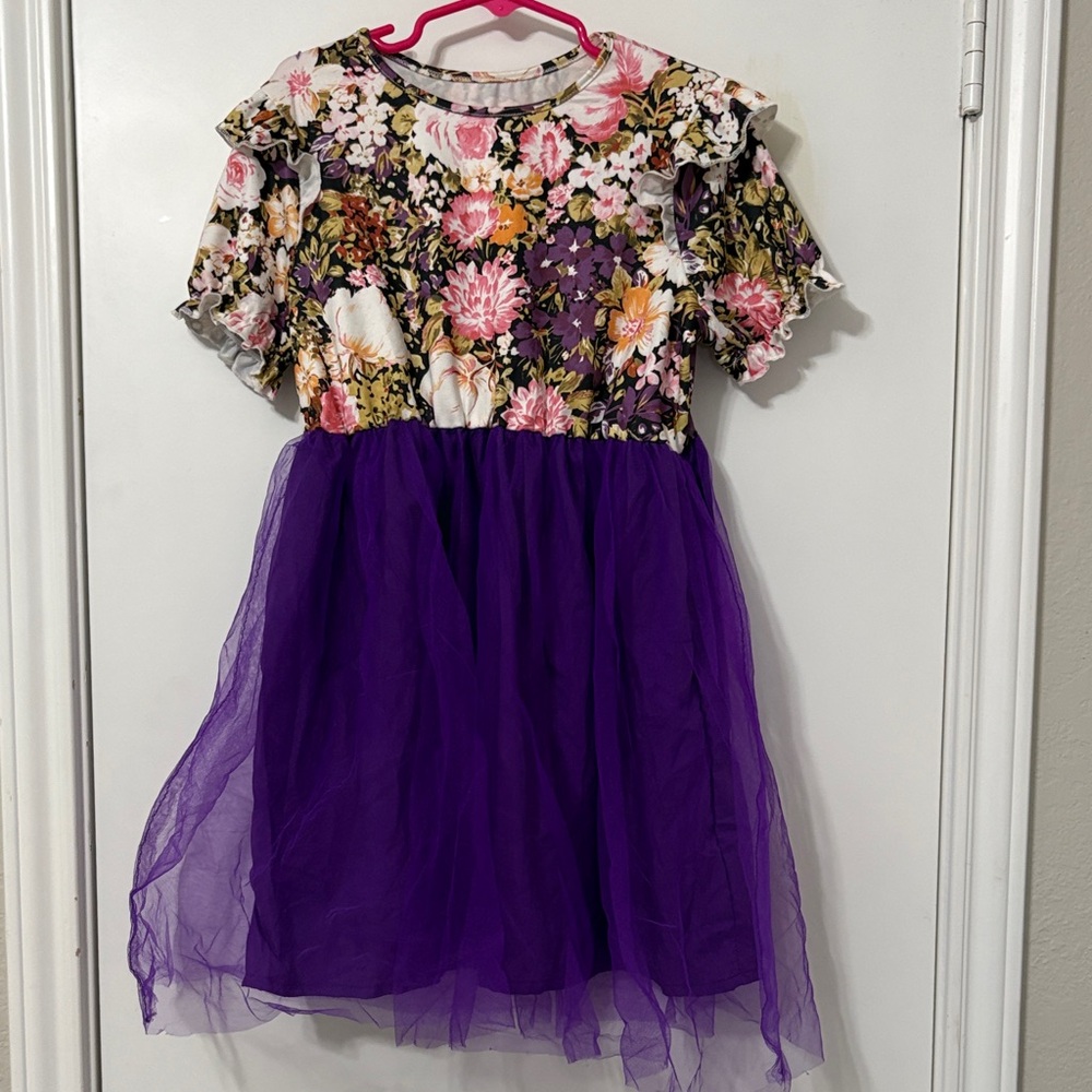 Floral and Purple Tulle Dress